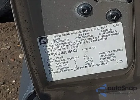 2003 Chevrolet Avalanche 1500 from USA, damaged, VIN 3GNEK13T63G194729